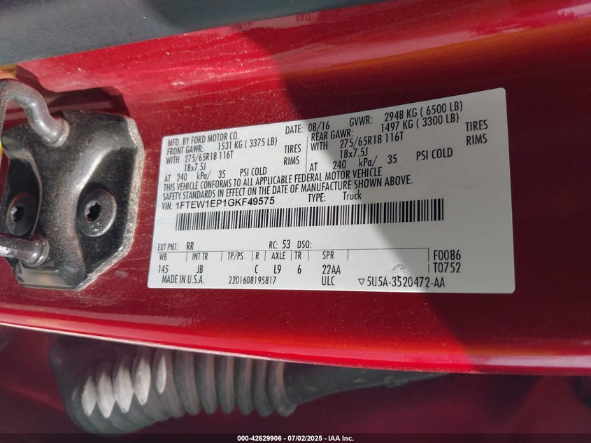 2016 FORD F-150 XLT - 1FTEW1EP1GKF49575