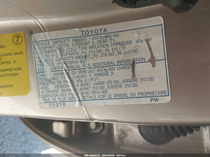 1998 Toyota Camry Le VIN: JT2BG28K0W0185903 Lot: 43847509