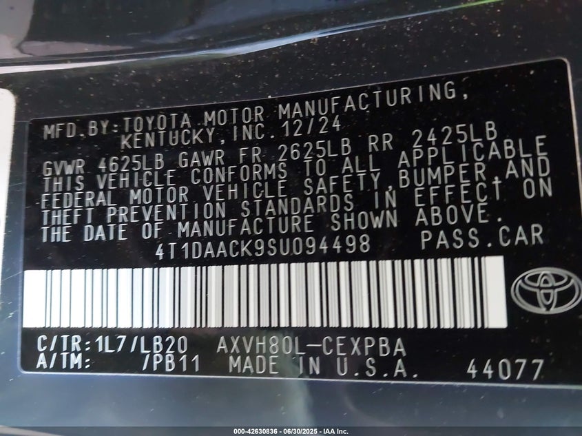 2025 TOYOTA CAMRY XSE - 4T1DAACK9SU094498