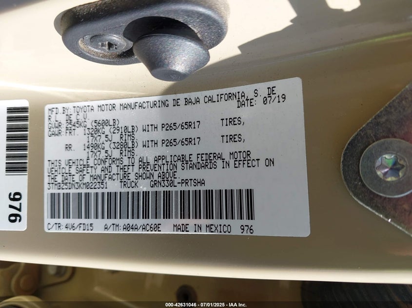 2019 TOYOTA TACOMA TRD SPORT - 3TMBZ5DN3KM022351