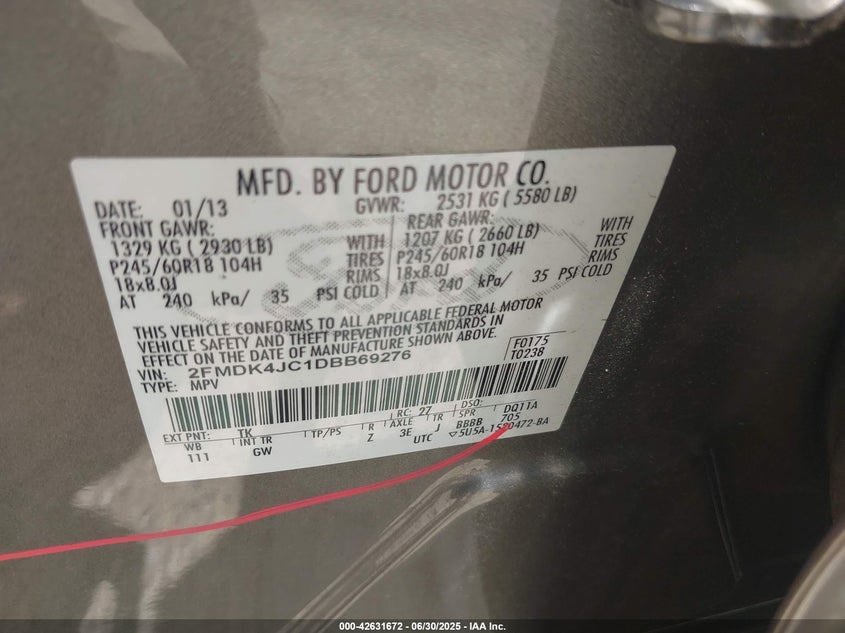 2013 FORD EDGE SEL - 2FMDK4JC1DBB69276