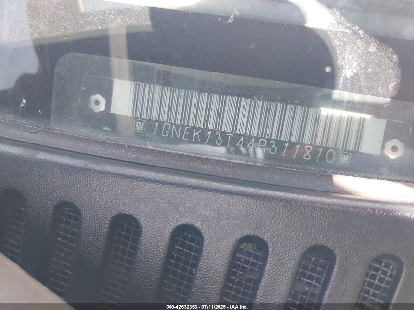 2004 Chevrolet Tahoe K1500 VIN: 1GNEK13T44R311810 Lot: 42632353