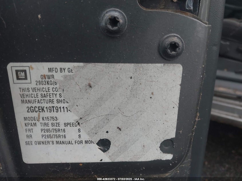 2001 Chevrolet Silverado 1500 Ls VIN: 2GCEK19T911146356 Lot: 42633372