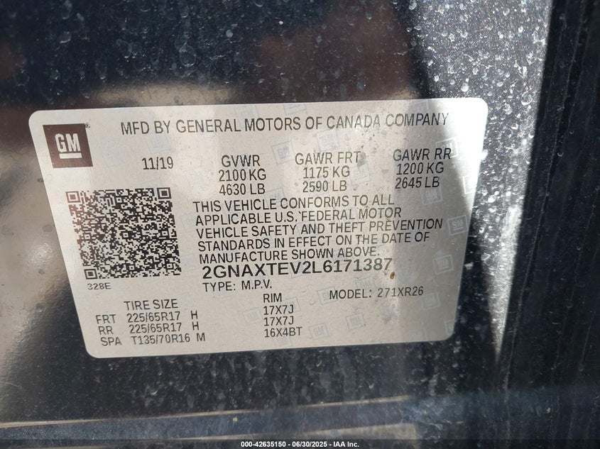 2020 CHEVROLET EQUINOX AWD 2FL - 2GNAXTEV2L6171387