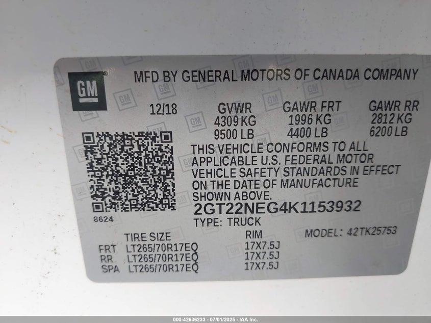 2019 GMC SIERRA 2500HD - 2GT22NEG4K1153932
