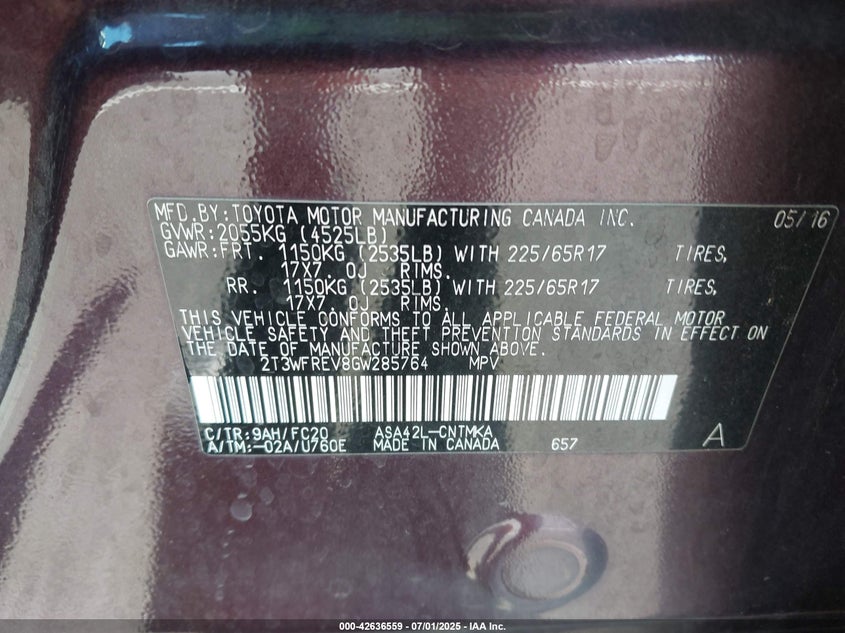 2016 TOYOTA RAV4 XLE - 2T3WFREV8GW285764