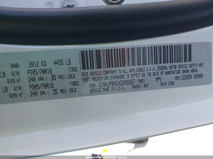 2017 JEEP PATRIOT SPORT FWD - 1C4NJPBA2HD209567