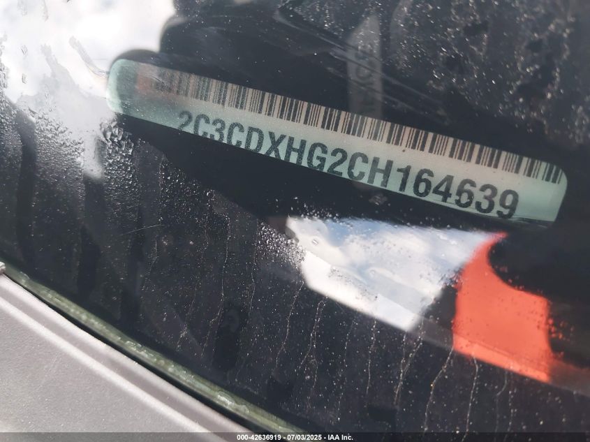 2012 Dodge Charger Sxt VIN: 2C3CDXHG2CH164639 Lot: 42636919