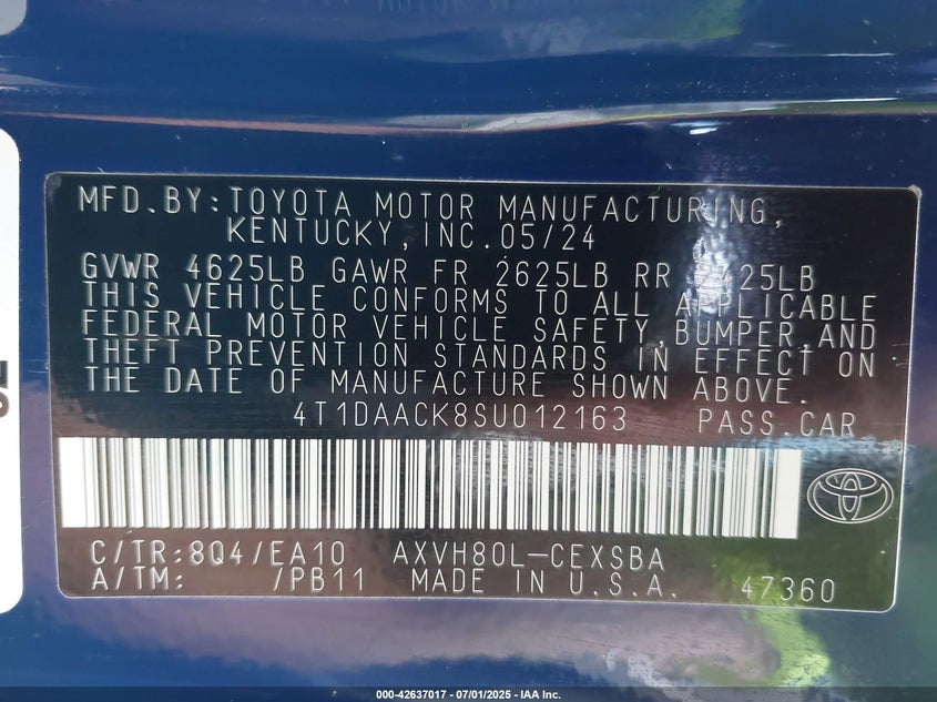 2025 TOYOTA CAMRY SE - 4T1DAACK8SU012163