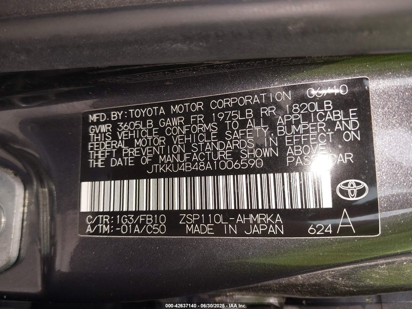 2010 SCION XD VIN: JTKKU4B48A1006590