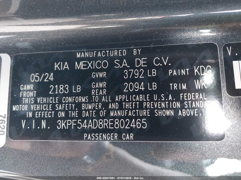 2024 KIA FORTE GT-LINE - 3KPF54AD3RE809520