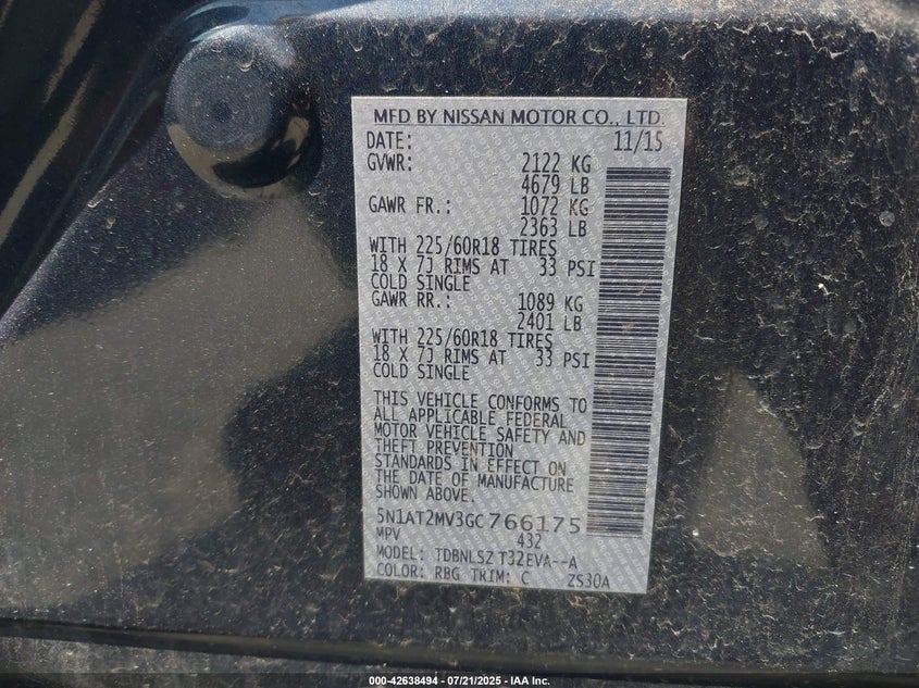 2016 NISSAN ROGUE SL - 5N1AT2MV3GC766175