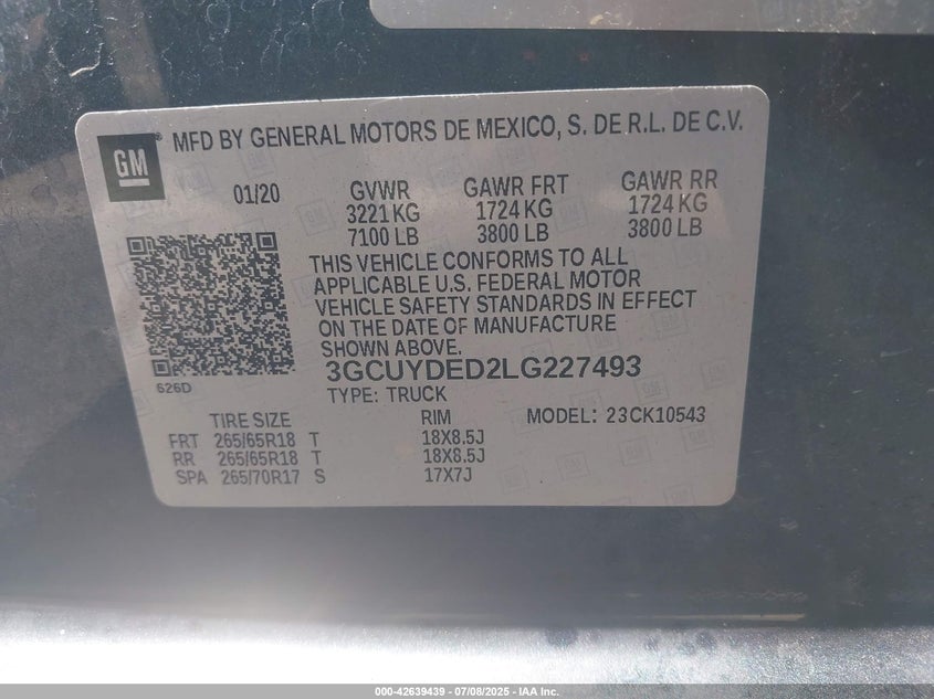 3GCUYDED2LG227493 2020 CHEVROLET SILVERADO photo no. 9
