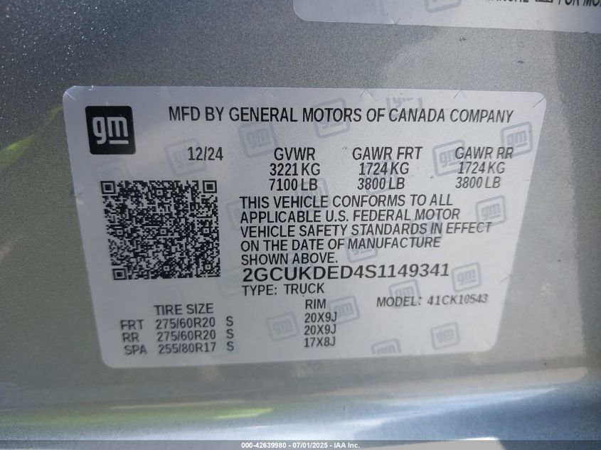 2025 Chevrolet Silverado 1500 - 2GCUKDED4S1149341