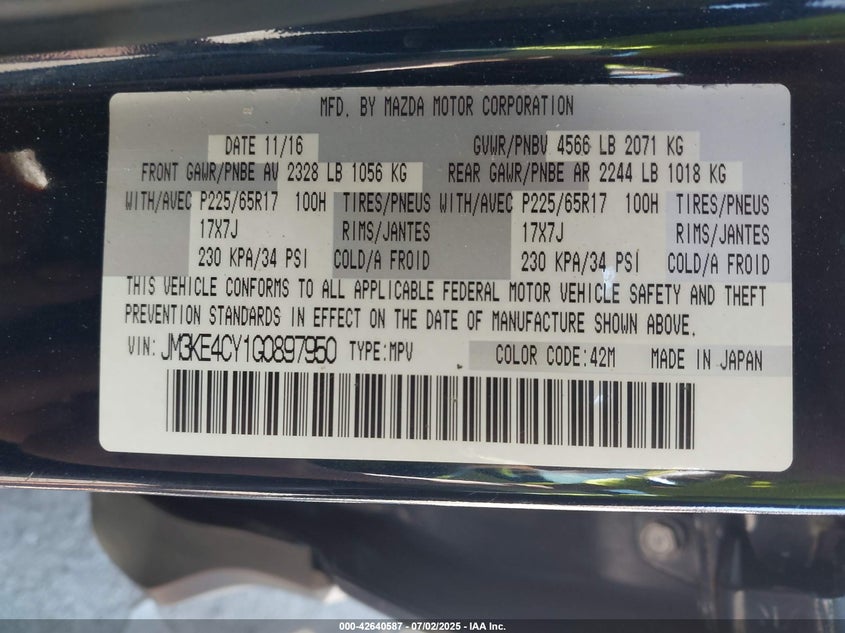 2016 MAZDA CX-5 TOURING - JM3KE4CY1G0897950