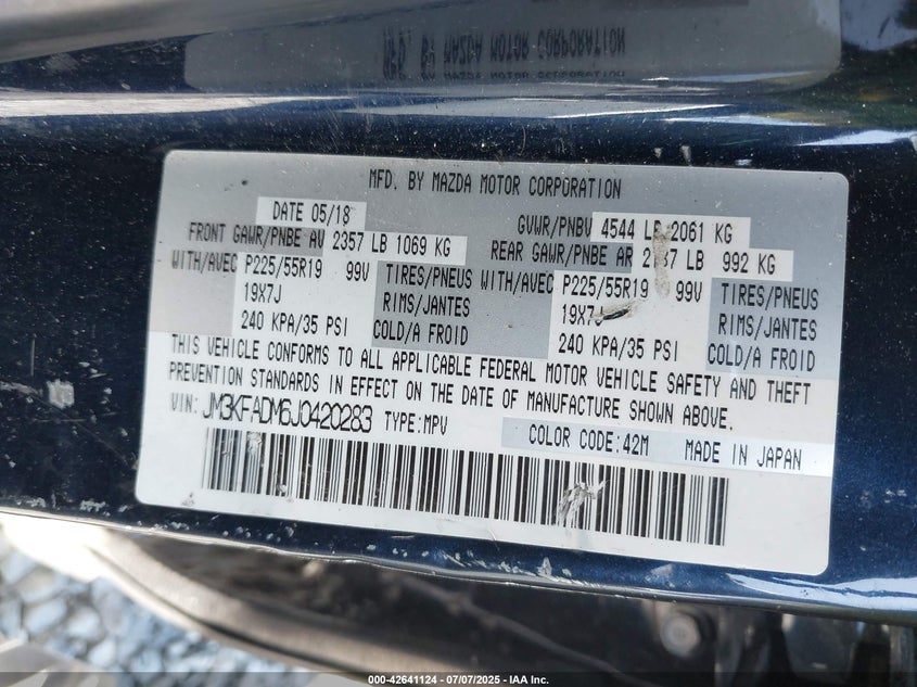 2018 MAZDA CX-5 GRAND TOURING - JM3KFADM6J0420283