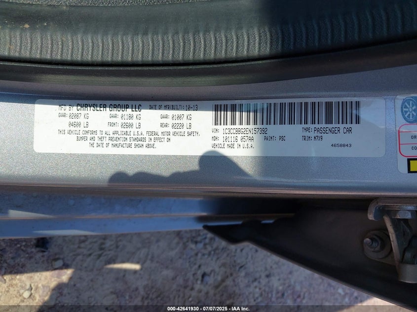 2014 CHRYSLER 200 TOURING - 1C3CCBBG2EN157392