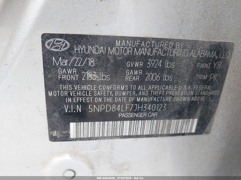 5NPD84LF7JH340123 2018 HYUNDAI ELANTRA photo no. 9