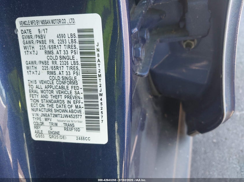 2018 NISSAN ROGUE SV - JN8AT2MT2JW452577