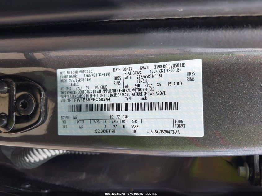 2023 Ford F-150 - 1FTFW1E85PFC58244