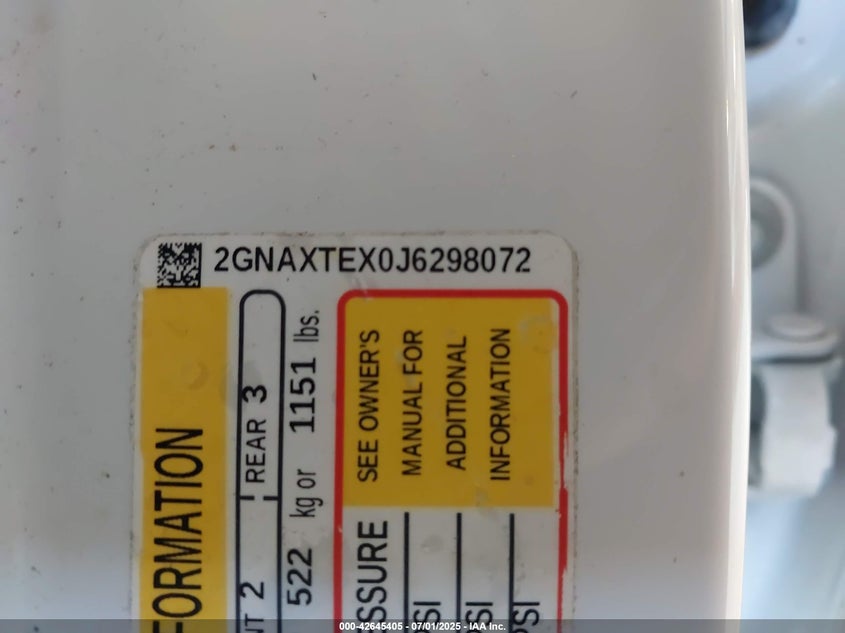 2018 CHEVROLET EQUINOX LT - 2GNAXTEX0J6298072