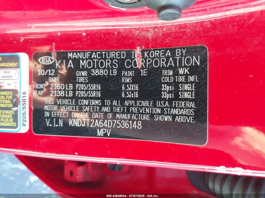 2013 KIA SOUL + - KNDJT2A64D7536148