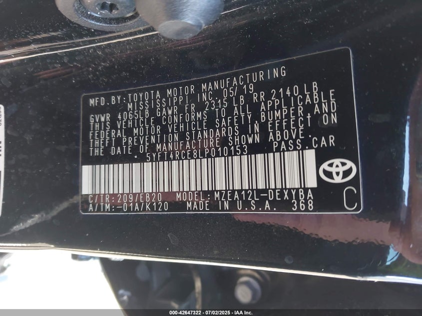 2020 TOYOTA COROLLA XSE - 5YFT4RCE8LP010153