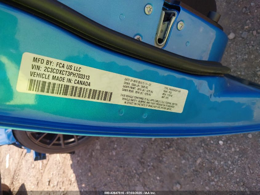 2023 Dodge Charger R/T VIN: 2C3CDXCT3PH703313 Lot: 42647516