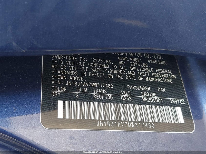 2021 NISSAN ROGUE SPORT S FWD XTRONIC CVT - JN1BJ1AV7MW317480