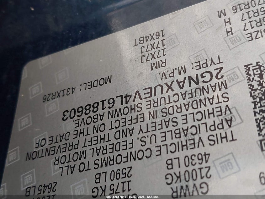 2020 CHEVROLET EQUINOX LT - 2GNAXUEV4L6188603