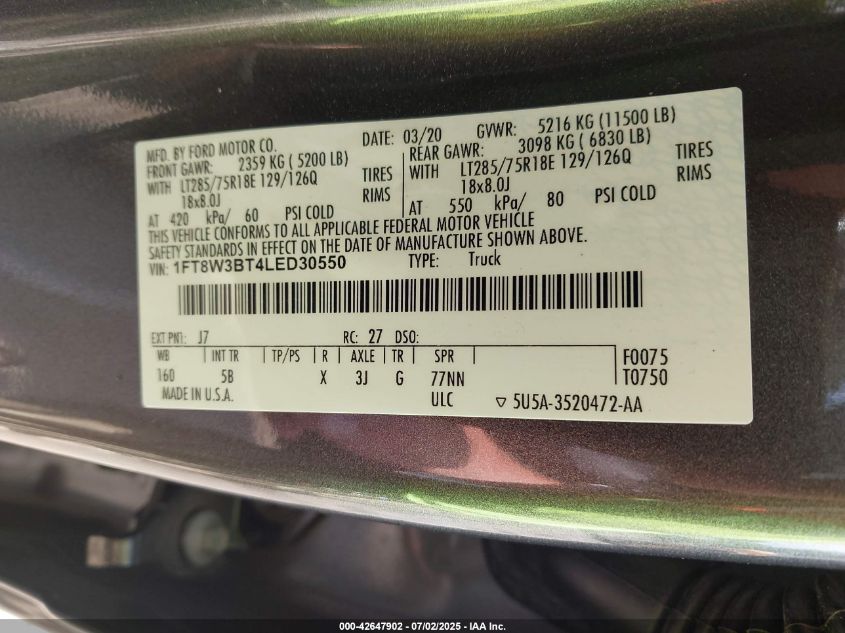 2020 Ford F-350 - 1FT8W3BT4LED30550