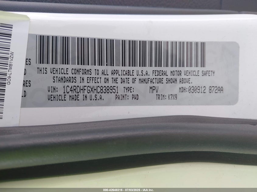 2017 DODGE DURANGO SPECIAL SERVICE RWD - 1C4RDHFGXHC838951