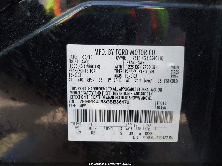 2016 FORD EDGE SEL - 2FMPK4J98GBB86470