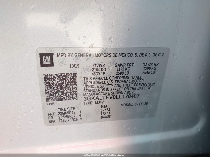 2020 GMC TERRAIN AWD SLE - 3GKALTEV0LL178407