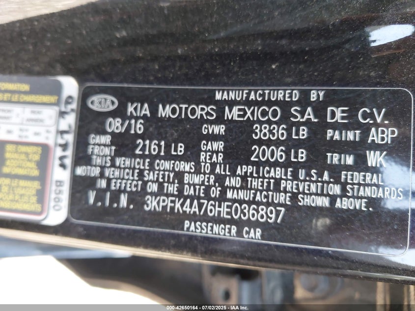 2017 KIA FORTE LX - 3KPFK4A76HE036897