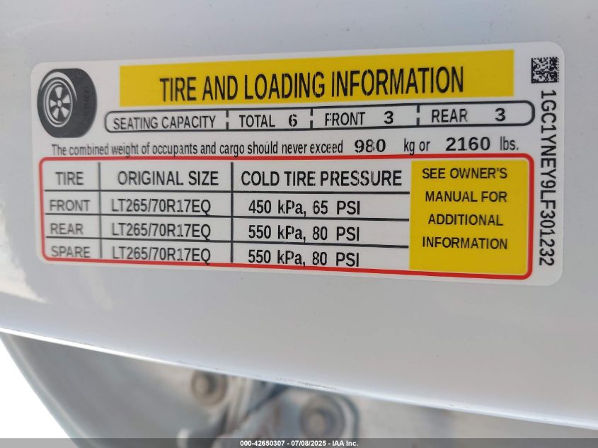 2020 Chevrolet Silverado 2500 - 1GC1YNEY9LF301232