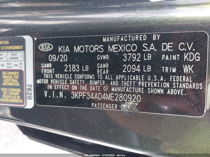2021 KIA FORTE GT-LINE - 3KPF34AD4ME280920