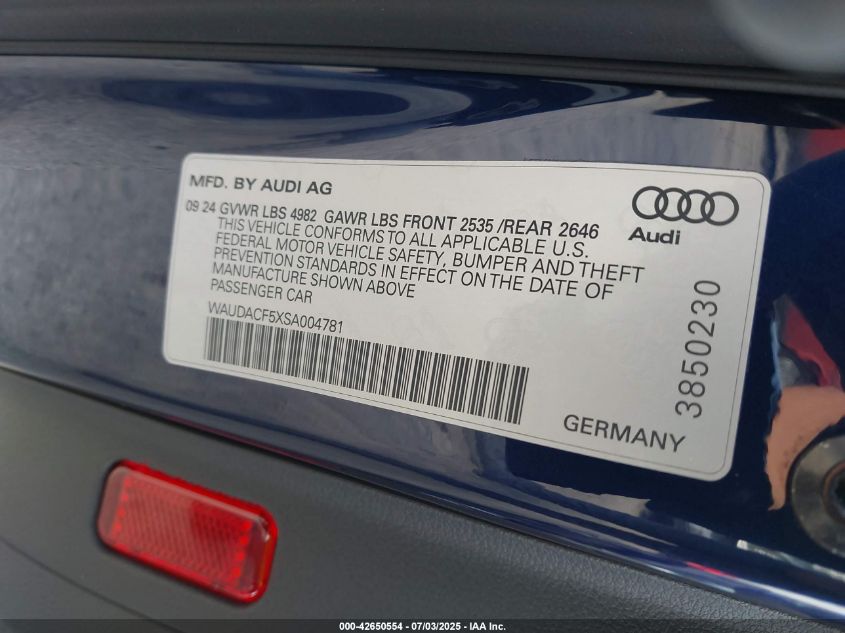 2025 Audi A5 Sportback - WAUDACF5XSA004781