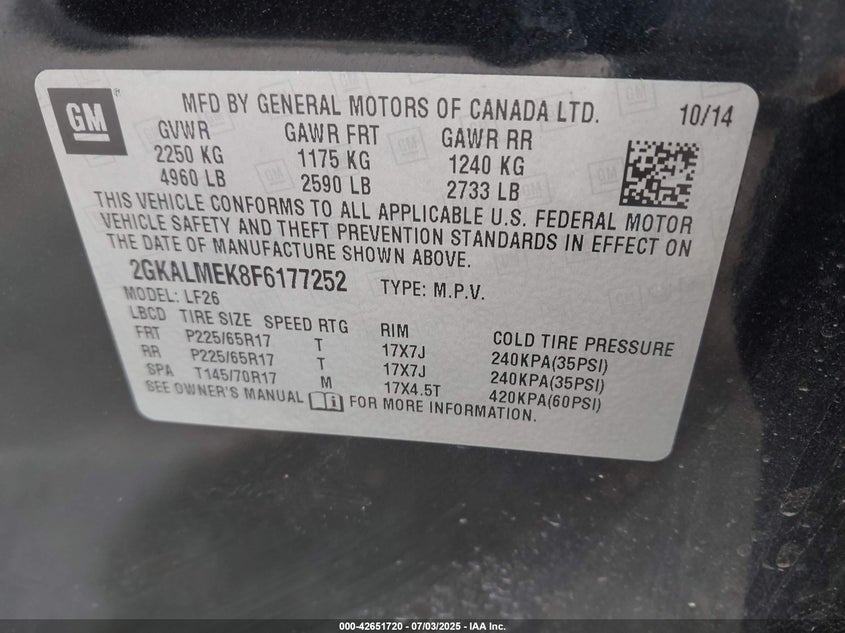 2015 GMC TERRAIN SLE-1 - 2GKALMEK8F6177252