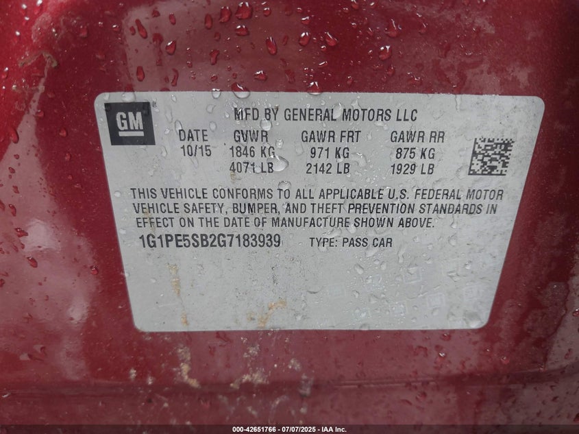 2016 CHEVROLET CRUZE LIMITED LT - 1G1PE5SB2G7183939