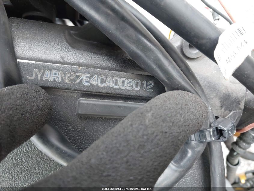 2012 Yamaha Fz8 N VIN: JYARN27E4CA002012 Lot: 42652214