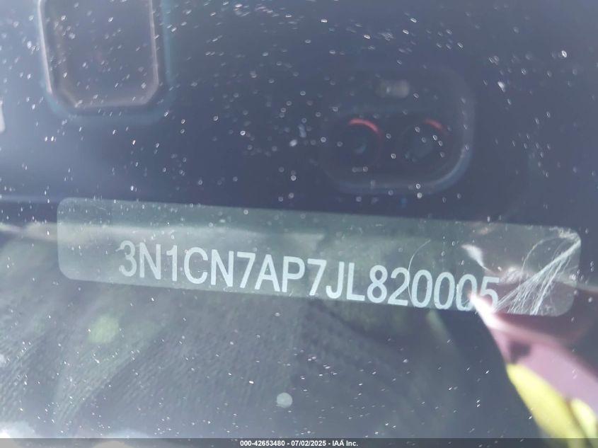 2018 Nissan Versa 1.6 Sv VIN: 3N1CN7AP7JL820005 Lot: 42653480