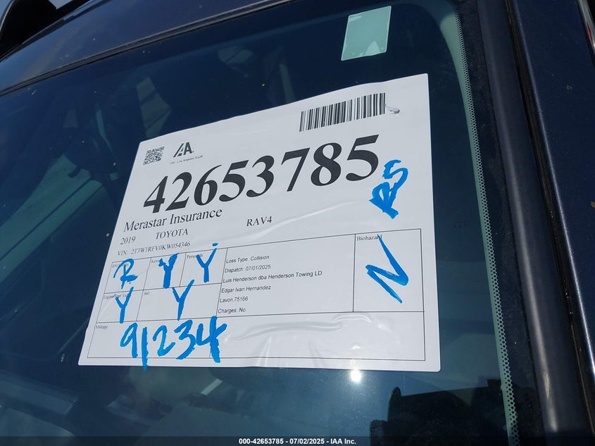 2019 TOYOTA RAV4 XLE - 2T3W1RFV0KW054346