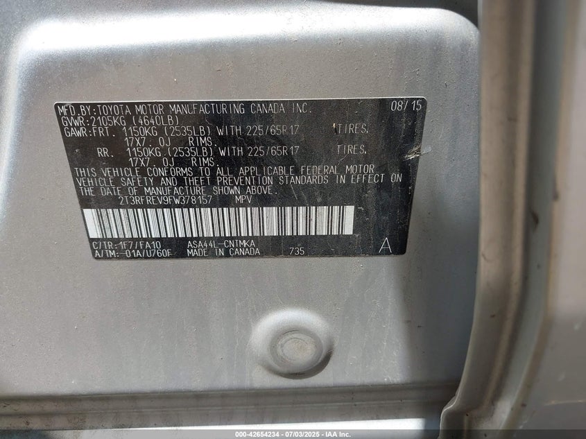 2015 TOYOTA RAV4 XLE - 2T3RFREV9FW378157