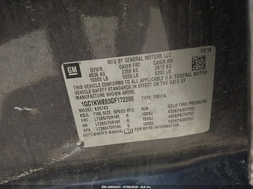 2016 CHEVROLET SILVERADO 2500HD LTZ - 1GC1KWE83GF172286
