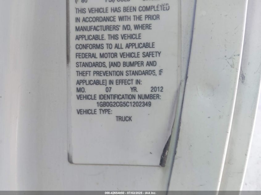 2012 Chevrolet Express Cutaway Work Van VIN: 1GB0G2CG5C1202349 Lot: 42654850