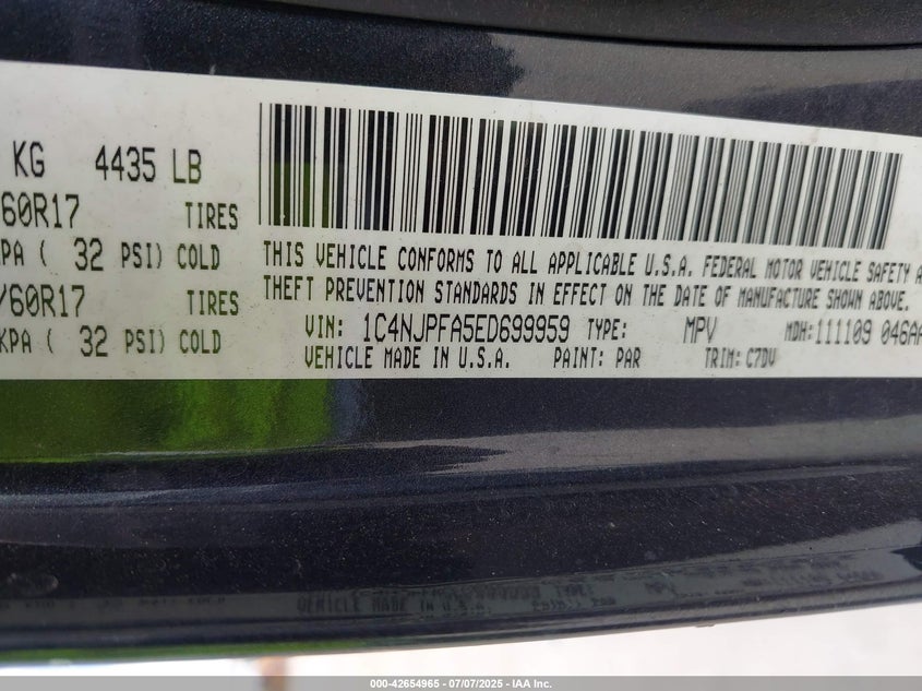 2014 JEEP PATRIOT LATITUDE - 1C4NJPFA5ED699959