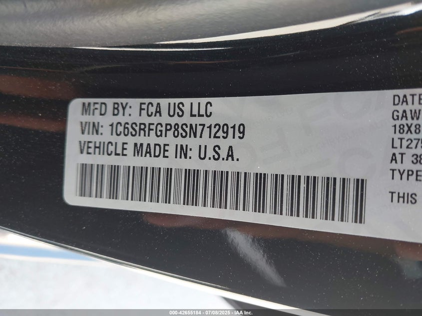 2025 RAM 1500 WARLOCK  4X4 5'7 BOX - 1C6SRFGP8SN712919