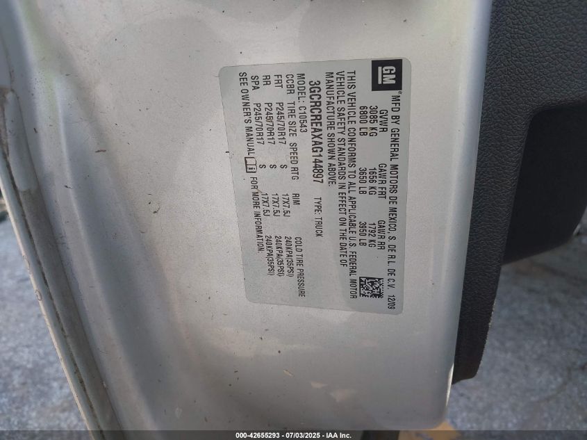 2010 Chevrolet Silverado 1500 Ls VIN: 3GCRCREAXAG144897 Lot: 42655293