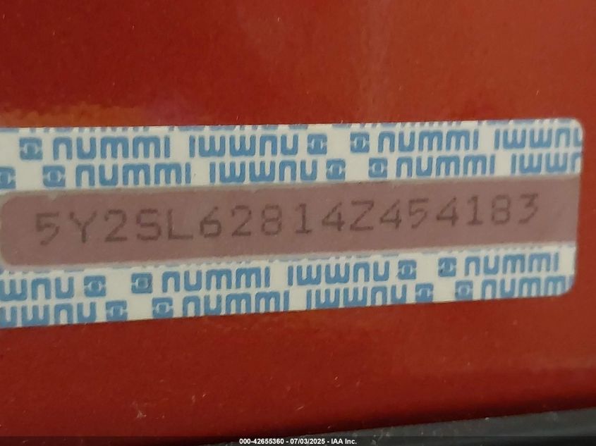 2004 Pontiac Vibe VIN: 5Y2SL62814Z454183 Lot: 42655360